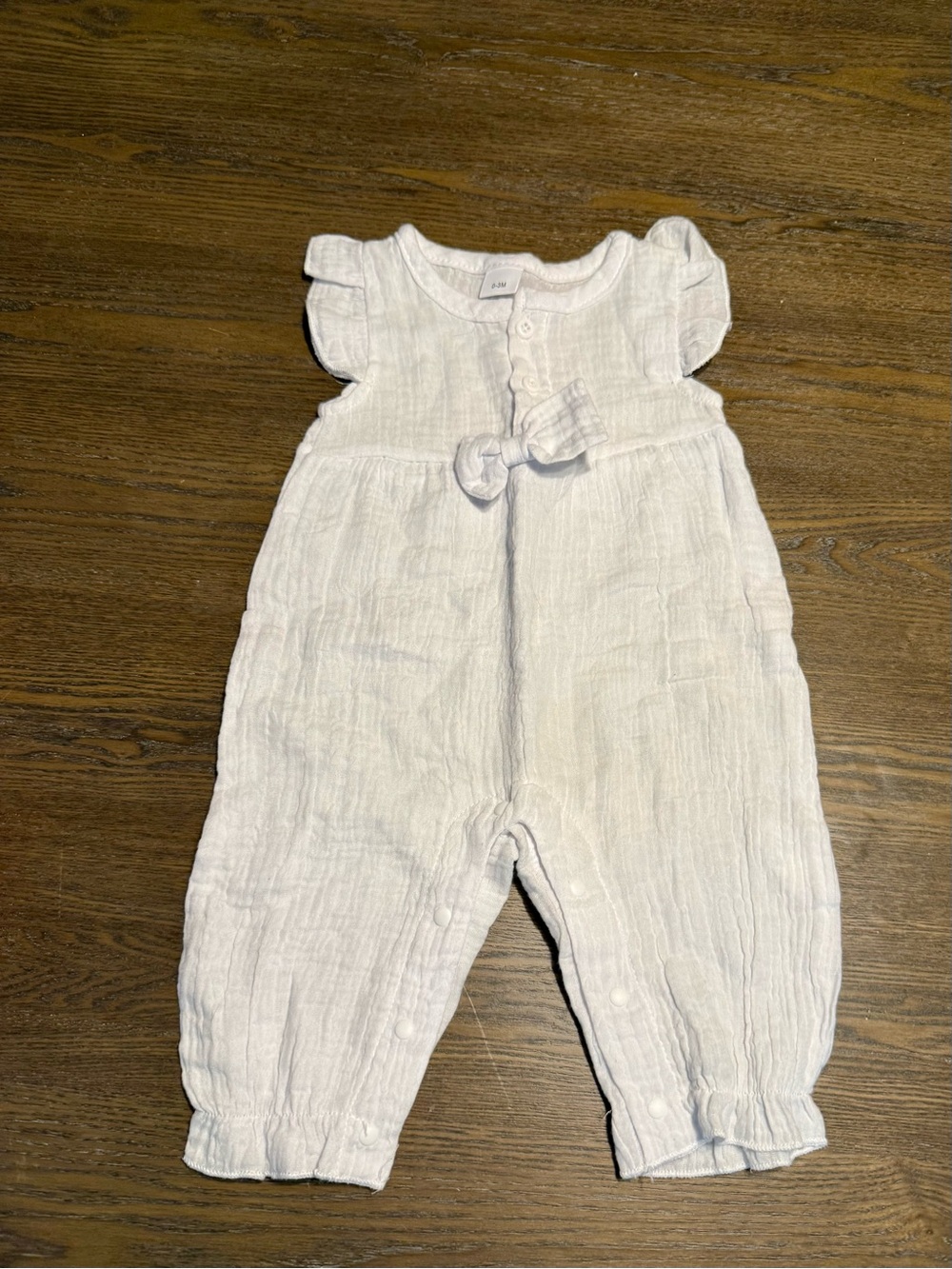 White Gauze Baby Romper with Bow NWOT